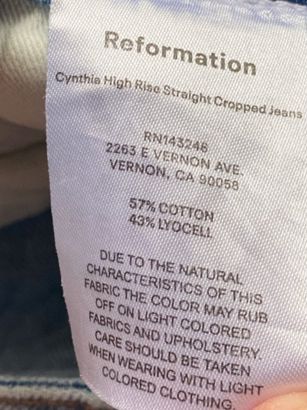 Reformation Cynthia High Rise Straight Cropped Jean Woman 26 Medium Wash Lyocell - Picture 8 of 16